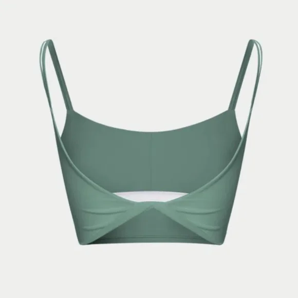Halara Twisted Back Exercise Crop Tank Top Size M Pale Green NWOT - Picture 4 of 7